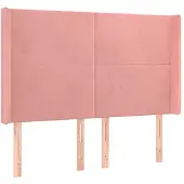 vidaXL Hoofdbord met randen 147x16x118/128 cm fluweel roze