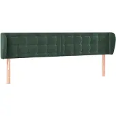 vidaXL Hoofdbord met randen 203x23x78/88 cm fluweel donkergroen