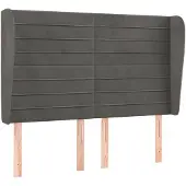 vidaXL Hoofdbord met randen 147x23x118/128 cm fluweel donkergrijs