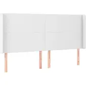vidaXL Hoofdbord met randen 203x23x118/128 cm kunstleer wit