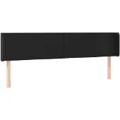 vidaXL Hoofdbord met randen 183x16x78/88 cm kunstleer zwart