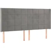 vidaXL Hoofdbord met randen 183x16x118/128 cm fluweel lichtgrijs