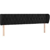 vidaXL Hoofdbord met randen 203x23x78/88 cm fluweel zwart