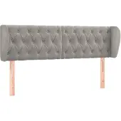 vidaXL Hoofdbord met randen 163x23x78/88 cm fluweel lichtgrijs