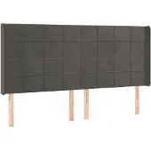 vidaXL Hoofdbord met randen 203x16x118/128 cm fluweel donkergrijs
