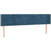 vidaXL Hoofdbord met randen 183x16x78/88 cm fluweel donkerblauw