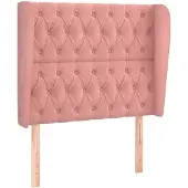 vidaXL Hoofdbord met randen 103x23x118/128 cm fluweel roze