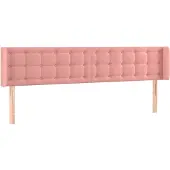 vidaXL Hoofdbord met randen 203x16x78/88 cm fluweel roze