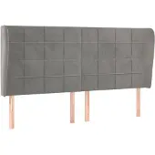 vidaXL Hoofdbord met randen 183x23x118/128 cm fluweel lichtgrijs
