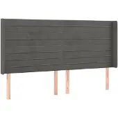 vidaXL Hoofdbord met randen 163x16x118/128 cm fluweel donkergrijs