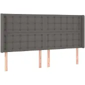 vidaXL Hoofdbord met randen 203x16x118/128 cm kunstleer grijs