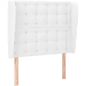 vidaXL Hoofdbord met randen 83x23x118/128 cm kunstleer wit