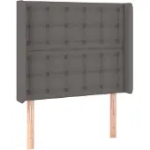 vidaXL Hoofdbord met randen 103x16x118/128 cm kunstleer grijs