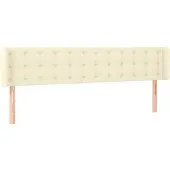 vidaXL Hoofdbord met randen 203x16x78/88 cm kunstleer crèmekleurig