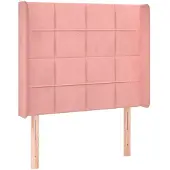 vidaXL Hoofdbord met randen 93x16x118/128 cm fluweel roze