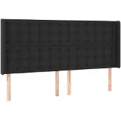 vidaXL Hoofdbord met randen 183x16x118/128 cm kunstleer zwart