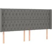 vidaXL Hoofdbord met randen 183x16x118/128 cm stof donkergrijs