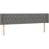 vidaXL Hoofdbord met randen 203x16x78/88 cm stof donkergrijs