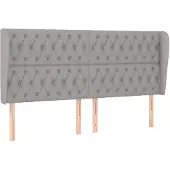 vidaXL Hoofdbord met randen 203x23x118/128 cm stof lichtgrijs