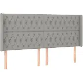 vidaXL Hoofdbord met randen 183x16x118/128 cm stof lichtgrijs