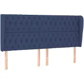 vidaXL Hoofdbord met randen 203x23x118/128 cm stof blauw