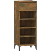 vidaXL - Schoenenrek - 40x36x105 - cm - bewerkt - hout - gerookt - eikenkleurig