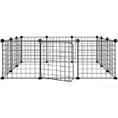 vidaXL Huisdierkooi met 12 panelen en deur, zwart 105x105x35 cm staal