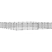 vidaXL Huisdierenkooi met deur 28 panelen 245x245x35 cm staal zwart