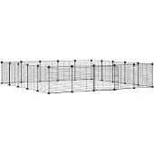vidaXL Huisdierenkooi met deur 20 panelen 35x35 cm staal zwart