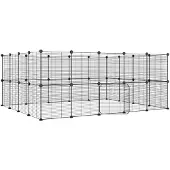 vidaXL Huisdierenkooi met deur 36 panelen 175x140x70 cm staal zwart