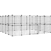 vidaXL Huisdierenkooi met deur 36 panelen 175x140x70 cm staal zwart