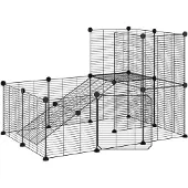 vidaXL Huisdierenkooi met deur 20 panelen 105x70x70 cm staal zwart