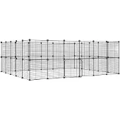 vidaXL Huisdierenkooi met deur 44 panelen 210x175x70 cm staal zwart