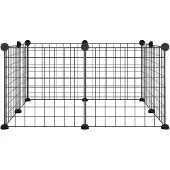 vidaXL Huisdierkooi met 8 panelen, zwart, 70x70x35 cm, staal