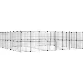 vidaXL Huisdierenkooi met deur 60 panelen 35x35 cm staal zwart