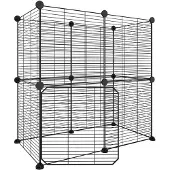 vidaXL Huisdierenkooi met deur 12 panelen 70x35x70 cm staal zwart