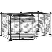 vidaXL Huisdierenkooi met deur 8 panelen 70x35x35 cm staal zwart
