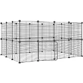vidaXL Huisdierenkooi met deur 28 panelen 140x105x70 cm staal zwart