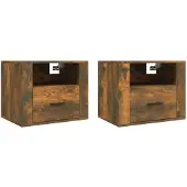 vidaXL Nachtkastjes 2 st wandgemonteerd 50x36x40 cm gerookt eikenkleur