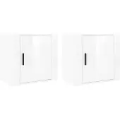 vidaXL Nachtkastjes 2 st wandgemonteerd 50x30x47 cm hoogglans wit