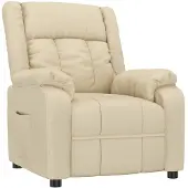vidaXL Fauteuil verstelbaar stof crèmekleurig