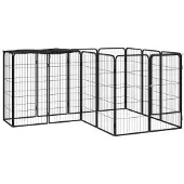 vidaXL Hondenkennel 14 panelen 50 x 100 cm gepoedercoat staal zwart