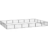 vidaXL Hondenkennel 20 panelen 100x50 cm gepoedercoat staal zwart