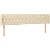 vidaXL Hoofdbord met randen 183x16x78/88 cm stof crèmekleurig