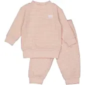Feetje Wafel pyjama oudroze/wit Jongens/Meisjes Katoen Ronde hals Streep - maat 116