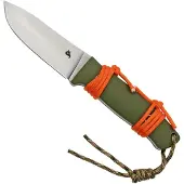FOX Black Vesuvius Stonewashed D2 Blade, OD Green G10 vaststaand mes