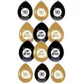 Haza - Feestartikelen verjaardag 90 jaar 36x mix ballonnen zwart/goud