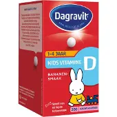 Dagravit Kids Vitamine D - Vitamine D speelt een rol bij de botaanmaak - 200 kauwtabletjes met bananensmaak