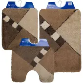 Wicotex Wicotex-Badmatset-Badmat-Toiletmat-Bidetmat taupe-beige geblokt