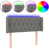 vidaXL Hoofdbord LED 93x16x78/88 cm stof donkergrijs